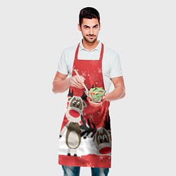 Фартук кулинарный Праздничные олени, цвет: 3D-принт — фото 2