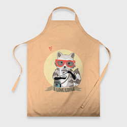 Фартук кулинарный Raccoon Love Coffee, цвет: 3D-принт