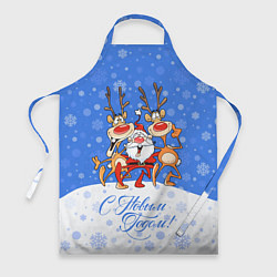 Фартук кулинарный Санта Клаус с оленями, цвет: 3D-принт