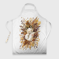 Фартук кулинарный Лисичка спит в листьях, цвет: 3D-принт