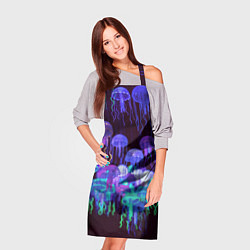 Фартук кулинарный Неоновые медузы, цвет: 3D-принт — фото 2