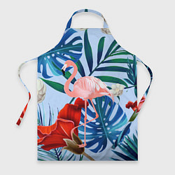 Фартук кулинарный Фламинго в папоротнике, цвет: 3D-принт