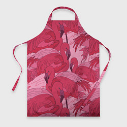 Фартук кулинарный Розовые фламинго, цвет: 3D-принт