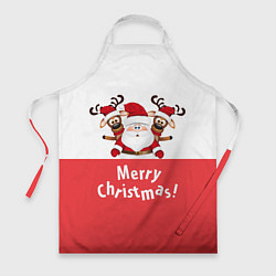Фартук кулинарный Санта с 2 Оленями, цвет: 3D-принт
