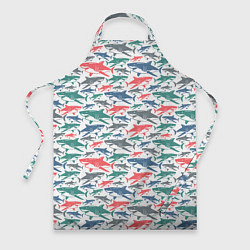 Фартук кулинарный Разноцветные Акулы, цвет: 3D-принт