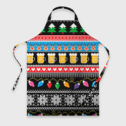 Фартук кулинарный Новогодний пивной узор, цвет: 3D-принт