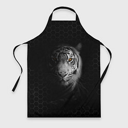 Фартук кулинарный Тигр черно-белый соты, цвет: 3D-принт