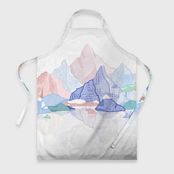 Фартук кулинарный Разноцветные пастельные оттенки гор в отражении во, цвет: 3D-принт