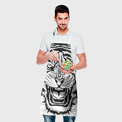Фартук кулинарный БЕЛЫЙ ТИГР СИЛУЭТ, СИМВОЛ 2022 ГОДА, цвет: 3D-принт — фото 2