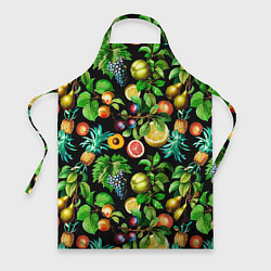 Фартук кулинарный Сочные фрукты - персик, груша, слива, ананас, цвет: 3D-принт