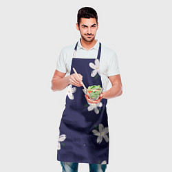 Фартук кулинарный Белые ромашки на синем фоне, цвет: 3D-принт — фото 2