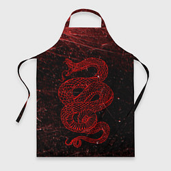 Фартук кулинарный Красная Змея Red Snake Глитч, цвет: 3D-принт