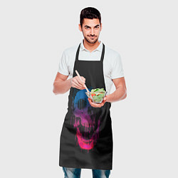 Фартук кулинарный Череп Неоновый градиент, цвет: 3D-принт — фото 2