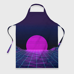 Фартук кулинарный Закат розового солнца Vaporwave Психоделика, цвет: 3D-принт