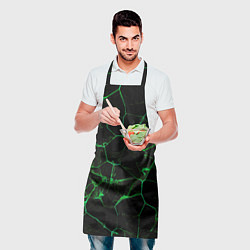 Фартук кулинарный Абстракция - Черно-зеленый фон - дым, цвет: 3D-принт — фото 2