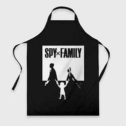 Фартук кулинарный Spy x Family: Семья шпиона черно-белая, цвет: 3D-принт