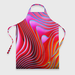 Фартук кулинарный Разноцветные неоновые полосы Волна Multicolored ne, цвет: 3D-принт