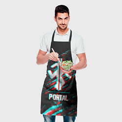 Фартук кулинарный Portal в стиле Glitch Баги Графики на темном фоне, цвет: 3D-принт — фото 2