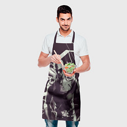 Фартук кулинарный Ванпанчмен - на черно-белом фоне, цвет: 3D-принт — фото 2