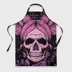 Фартук кулинарный Женский череп с розовыми волосами, цвет: 3D-принт