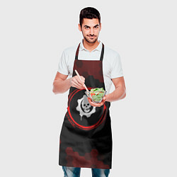 Фартук кулинарный Символ Gears of War и краска вокруг на темном фоне, цвет: 3D-принт — фото 2
