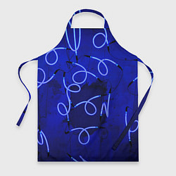 Фартук кулинарный Неоновые закрученные фонари - Синий, цвет: 3D-принт