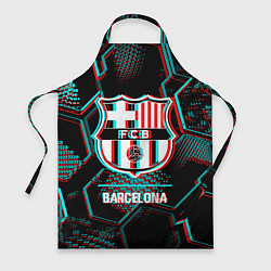 Фартук кулинарный Barcelona FC в стиле Glitch на темном фоне, цвет: 3D-принт