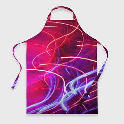 Фартук кулинарный Неоновые линии и фонари - Красный, цвет: 3D-принт