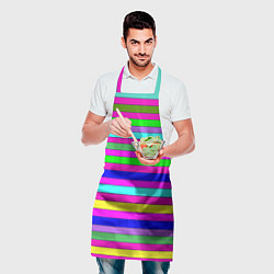 Фартук кулинарный Multicolored neon bright stripes, цвет: 3D-принт — фото 2
