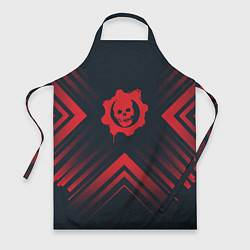 Фартук кулинарный Красный Символ Gears of War на темном фоне со стре, цвет: 3D-принт