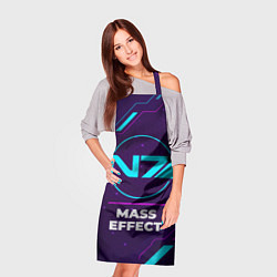 Фартук кулинарный Символ Mass Effect в неоновых цветах на темном фон, цвет: 3D-принт — фото 2