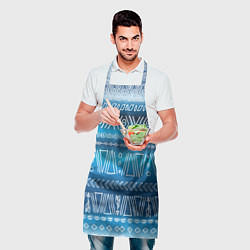 Фартук кулинарный Узор в стиле бохо на синем фоне, цвет: 3D-принт — фото 2