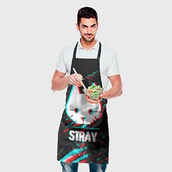 Фартук кулинарный Stray в стиле glitch и баги графики на темном фоне, цвет: 3D-принт — фото 2