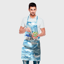 Фартук кулинарный Russia: синий камфуляж, цвет: 3D-принт — фото 2