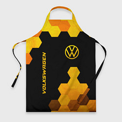 Фартук кулинарный Volkswagen - gold gradient: символ и надпись верти, цвет: 3D-принт