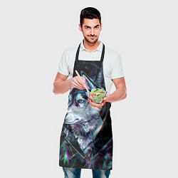 Фартук кулинарный Волк - глитч, цвет: 3D-принт — фото 2