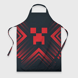 Фартук кулинарный Красный символ Minecraft на темном фоне со стрелка, цвет: 3D-принт
