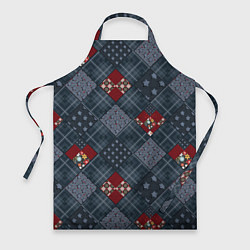 Фартук кулинарный Red and blue denim patchwork, цвет: 3D-принт