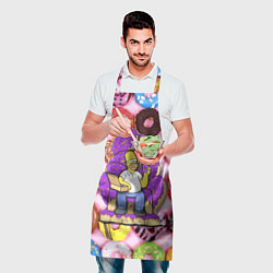Фартук кулинарный Гомер Симпсон в окружении пончиков, цвет: 3D-принт — фото 2