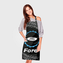 Фартук кулинарный Ford в стиле Top Gear со следами шин на фоне, цвет: 3D-принт — фото 2