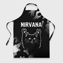 Фартук кулинарный Группа Nirvana и рок кот, цвет: 3D-принт