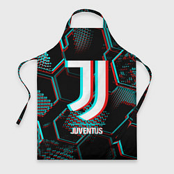 Фартук кулинарный Juventus FC в стиле glitch на темном фоне, цвет: 3D-принт