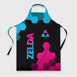 Фартук кулинарный Zelda - neon gradient: надпись, символ, цвет: 3D-принт