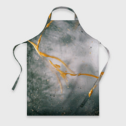 Фартук кулинарный Абстрактный серый туман и золотая краска, цвет: 3D-принт