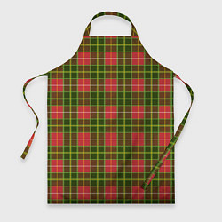 Фартук кулинарный Ткань Шотландка красно-зелёная, цвет: 3D-принт