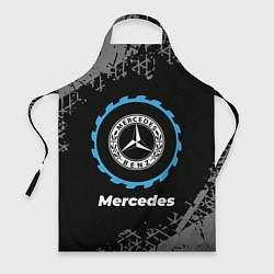 Фартук кулинарный Mercedes в стиле Top Gear со следами шин на фоне, цвет: 3D-принт