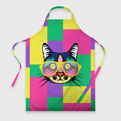 Фартук кулинарный Кот в стиле поп-арт, цвет: 3D-принт