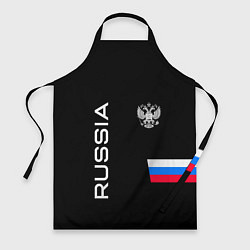 Фартук кулинарный Россия и три линии на черном фоне, цвет: 3D-принт