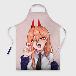 Фартук кулинарный Человек - бензопила Пауэр с рогами, цвет: 3D-принт