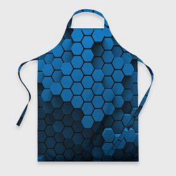 Фартук кулинарный Голубые соты абстракция, цвет: 3D-принт